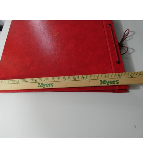 Vintage Photograph Scrapbook Red with Black Pages Rope Binded Gold Trim - Picture 4 of 5